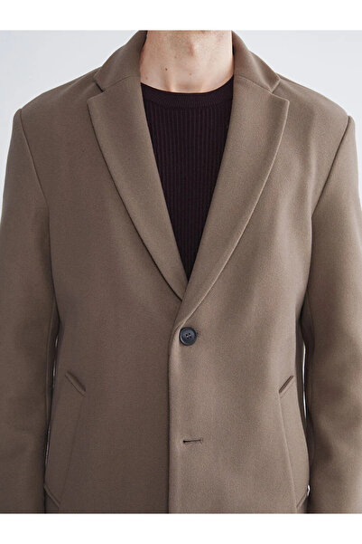LC Waikiki Brown Standard Fit Men's Cashmere Coat