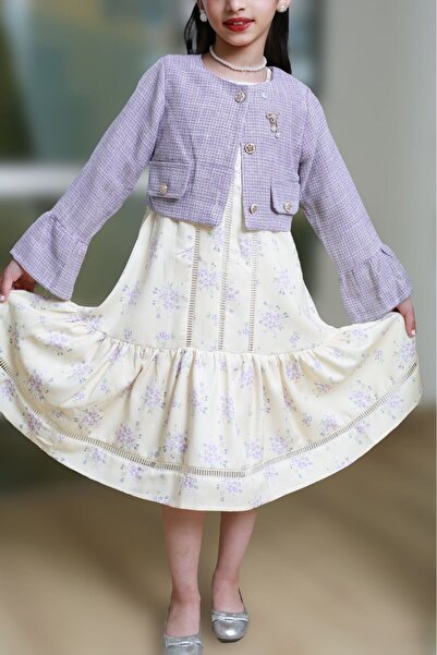 gmax Girls' dress decorated with floral patterns