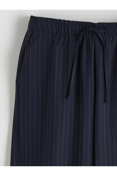 LC Waikiki Striped Wide Leg Women's Trousers with Elastic Waist