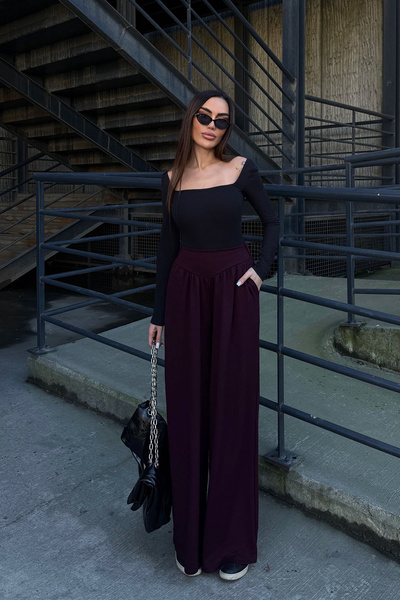 bacc Burgundy Flared Ultra Soft Fabric Trousers Bcdf-25P0003