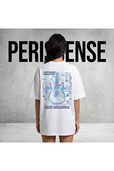 YRN COLLECTION Унисекс електрическа китара Blueprint Printed Premium Cotton O...