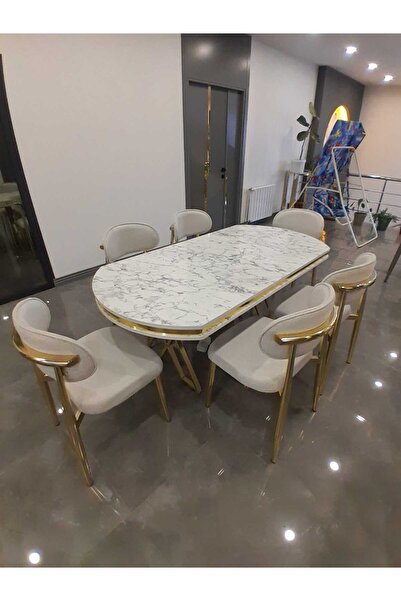 massan 6 Kişilik Masa Sandalye Takımı Royal Masa Polo Sandalyeli