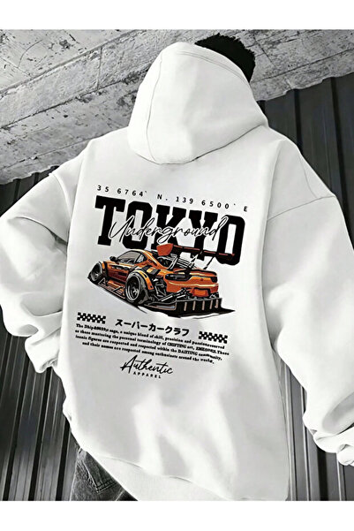 Hunors Sportswear & Company سويت شيرت طراز K بغطاء رأس مطبوع عليه طوكيو للجنسين