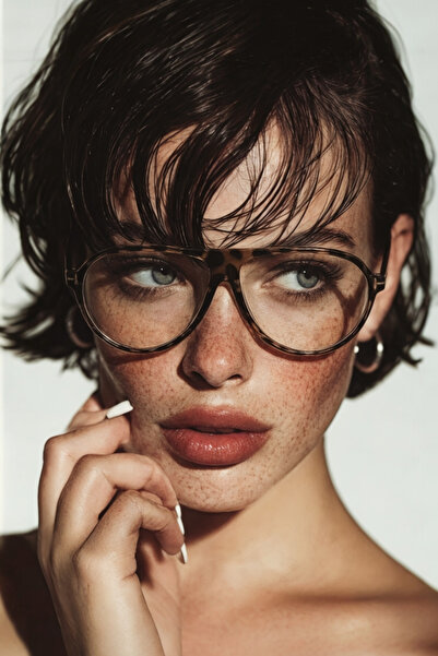 BAPPİR Aneta Pilot Model Blue Light Protective Leopard Frame Optically Compat...