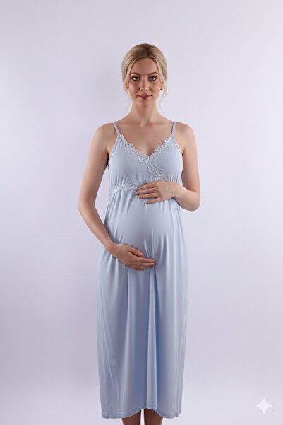 Lohussa New Season Blue Strappy Summer Special Design Lace Detailed 100% Cott...