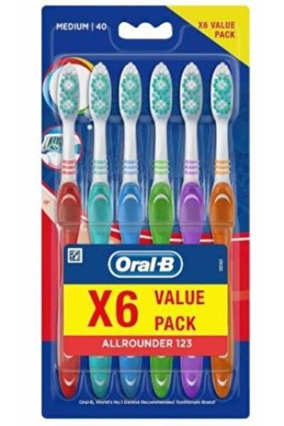 Oral-B Allrounder 123 Medium Toothbrush 6 Pieces