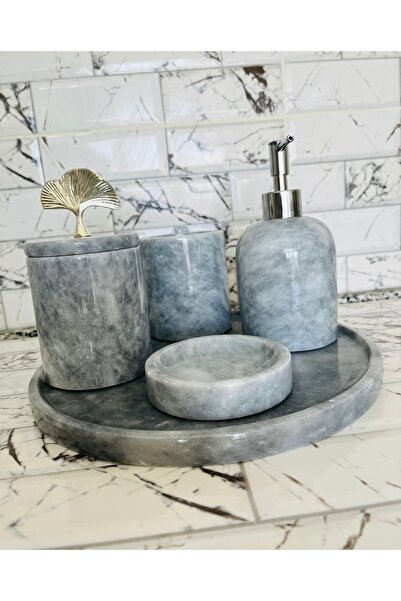 SAMM MARBLE Gri Mermer banyo seti 5li