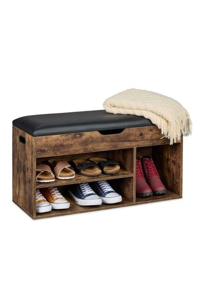 Relaxdays Bancă pentru pantofi, 3 compartimente, bancă pentru depozitarea pan...