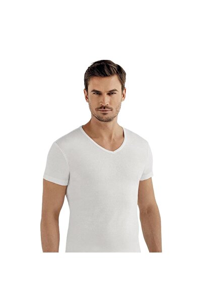 Şahinler Men'S, White, 100% Cotton, Short Sleeve, V-Neck, Ribbed 6-Pack Under...