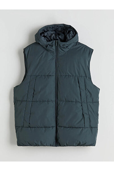 LC Waikiki Green Standard Mold Hooded Men's Inflatable Vest