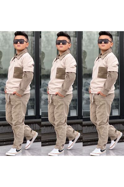 Burçak Butik طقم ملابس علوي وسفلي للأولاد بعمر 8/16 سنة