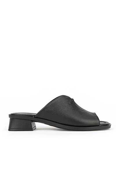 Ziya , Women's Genuine Leather Heeled Slippers 1611020Z6189 Black