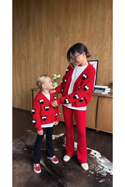 Pinkitokids Knitted Minnie Detailed Mother Cardigan