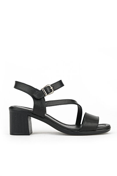 Ziya , Women's Genuine Leather Heeled Sandals 1611020Z2219 Black