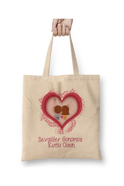 Toyaso Valentine's Day Gift for Lover 02 White Cloth Bag Long Handle Shopping...