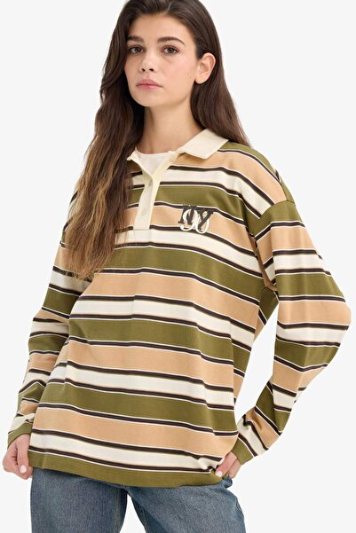 DeFacto Oversized Wide Fit Polo Neck Sweatshirt G6203Ax25Cw