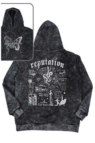 Fuddy Moda Φούτερ με κουκούλα με στάμπα Unisex Reputation, Oversize Taylor Sw...
