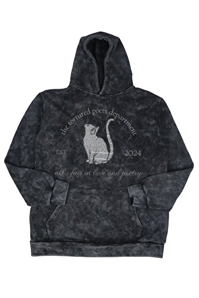 Fuddy Moda سويت شيرت T.T.P.D Cat مطبوع بغطاء رأس للجنسين قابل للغسل، هودي ريت...