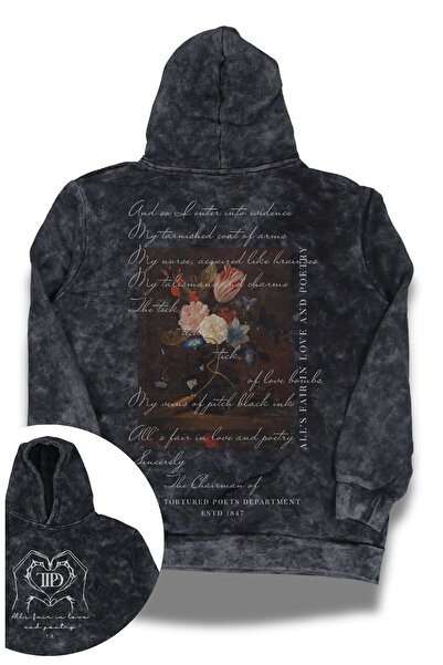 Fuddy Moda سويت شيرت قابل للغسل للجنسين بطباعة كلمات الأغاني مطبوع بغطاء رأس،...