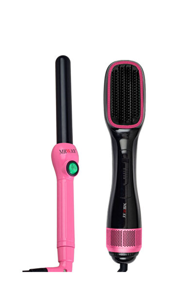 mrway 2-in-1 set: thermal brush + hair straightener