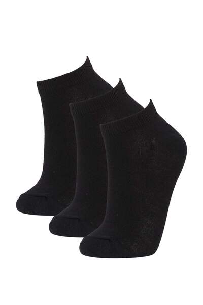 DeFacto Women's Basic Plain 3-Piece Cotton Booties Socks T7370Azns