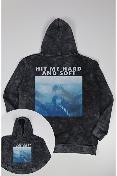 Fuddy Moda Hanorac unisex oversize cu imprimeu pe spate Hit Me Hard And Soft,...