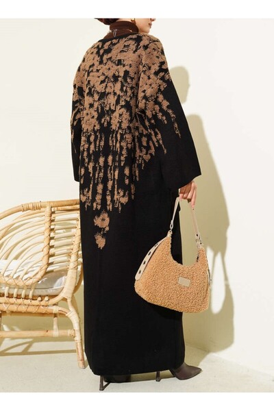 Burcia Embossed Patterned Knitwear Long Cardigan
