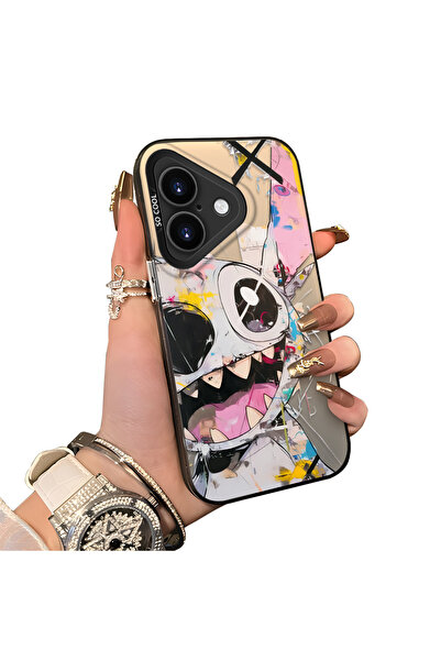 ucuc غطاء سيليكون متوافق مع آيفون 16 بحواف صلبة ومضاد للسقوط مع نمط مطرز