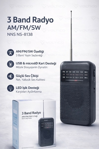 Voltico Pilli Deprem ve Acil Durum Cep Radyosu – Taşınabilir AM/FM/SW Radyo
