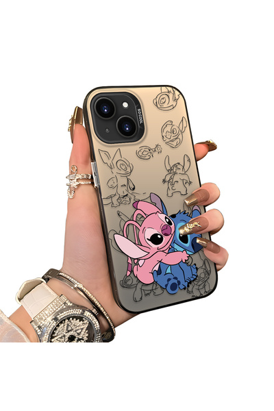ucuc iPhone 15 Uyumlu Silikon Kenar Sert Arka Anti Düşme Stitch desenli kılıfı