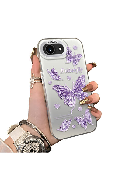 ucuc iPhone 16E Compatible Silicone Edge Hard Back Anti-Fall Butterfly Patter...