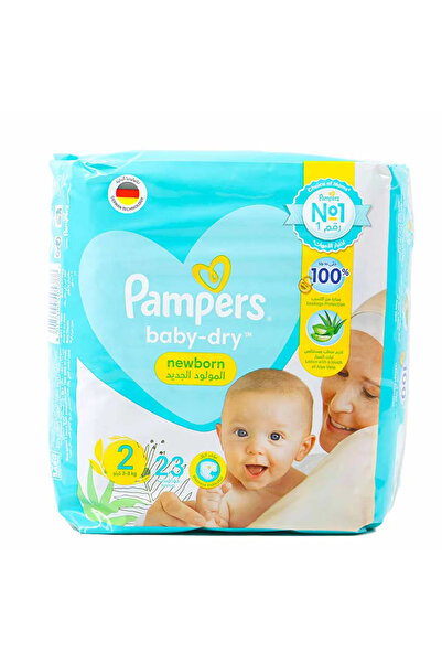 Pampers حفاضات بيبي دراي، مقاس ٢، صغير، ٣-٨ كجم، مع مؤشر للبلل، جوانب أعرض لر...