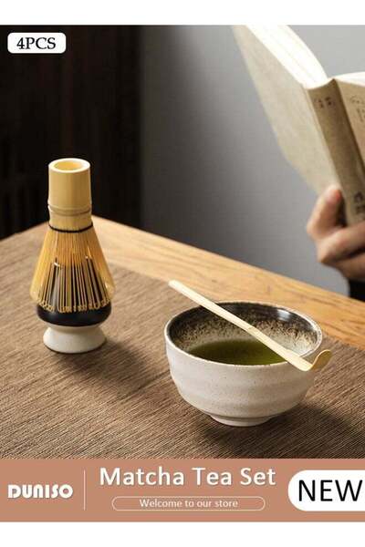 DOMEET 4pcs Matcha Whisk Set, Japanese Matcha Tea Set, Matcha Bowl, Matcha Ba...