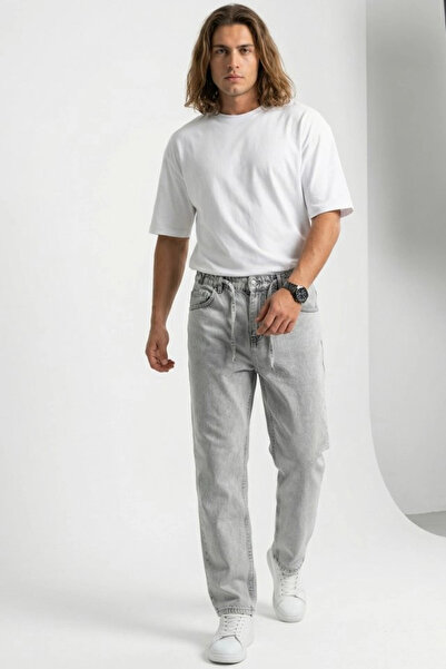 nedo7 Men's Relaxed Fit Baggy Jean Trousers 30075 - Stone