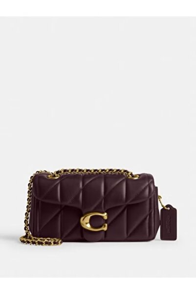 COACHOU حقيبة كتف من الجلد المبطن مع قفل ذهبي مميز على شكل حرف C وحزام سلسلة ...