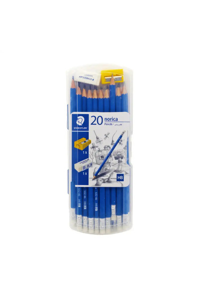 Staedtler مجموعة أقلام رصاص نوريكا HB برأس ممحاة مع ممحاة إضافية ومبراة - 20 ...