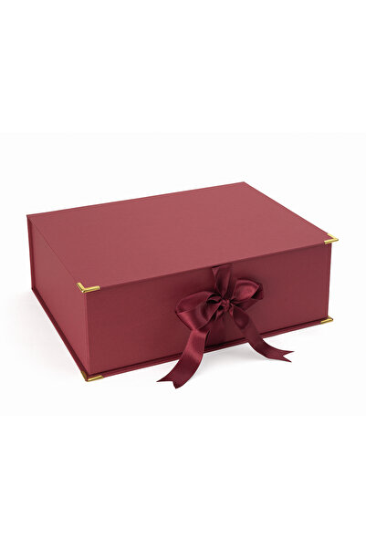 Paranagöre Bordo Premium Kurdeleli Fantazi Mukavva Boş Hediye Kutusu