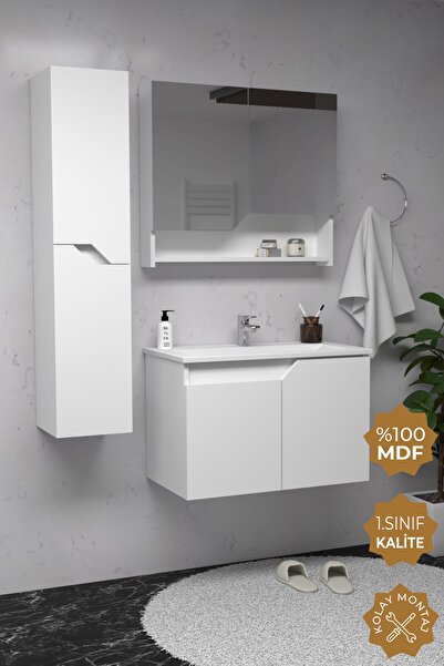 TETA HOME Napoli 65 Cm Mdf Banyo Dolabı Seti + Boy Dolabı
