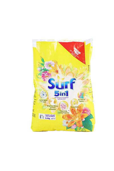 surf مسحوق غسيل نصف أوتوماتيكي برائحة زهور الربيع المنعشة 5 في 1 - 2.4 كجم