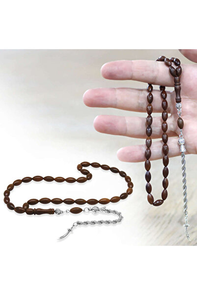 Tesbihane Kuka Tesbih - Non-Tarnish Metal Rope Chain with Tassels - Dark Brow...