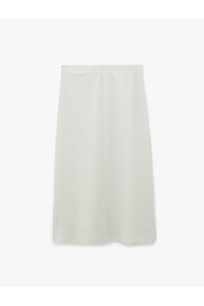 Koton Shimmering Midi A-Line Skirt with Thin Metallic Thread Detail