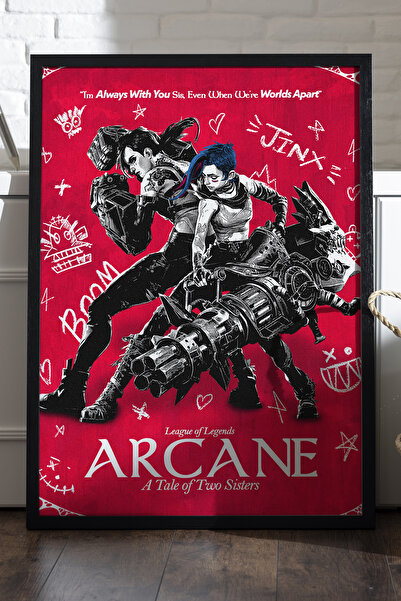 Duvarda Arcane Siyah Ahşap Çerçeveli Poster, Dekoratif Oyun Duvar Tablosu