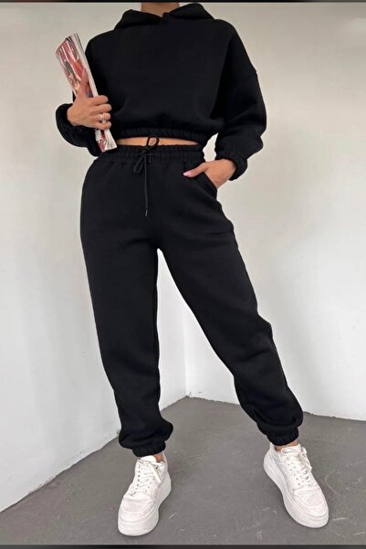 CAST COLLECTİON Set de trening scurt negru pentru femei