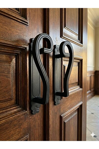 Samsun Demsa Demir Ferforje Double Wrought Iron Decorative Door Handle - Blac...