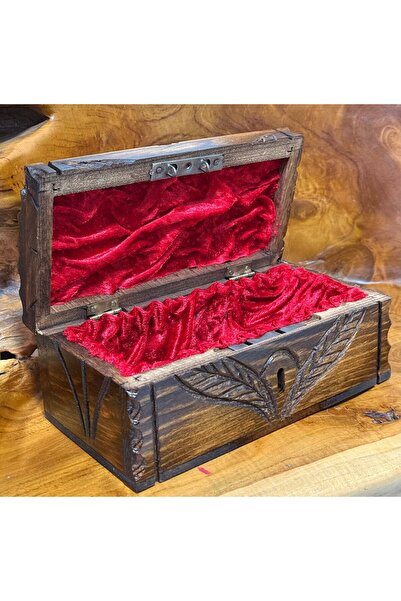mykhediyevesanatatölyesi Hand Carved Solid Walnut Lockable Chest Piggy Bank A...