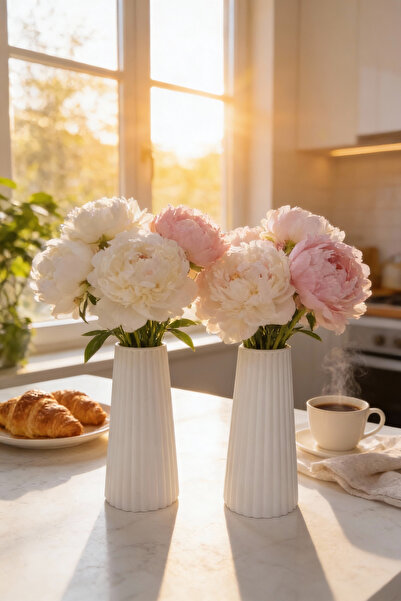 Fitruka Modern Decorative Tall Vase |   Stylish Design with Corrugated Cerami...