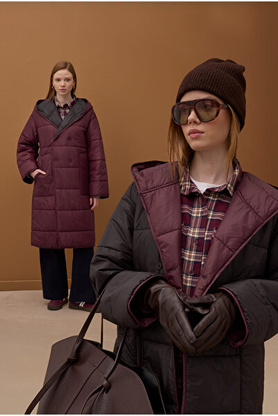 HEQA Double-Sided Inflatable Coat Burgundy-Acid Brown