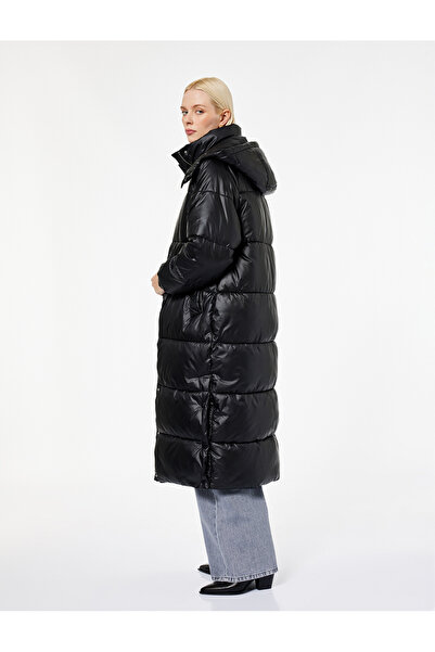 Koton Zippered Detachable Hooded Long Sleeve Oversized Long Inflatable Coat