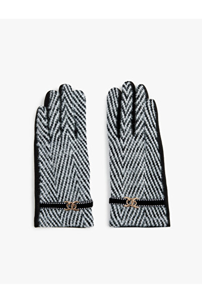 Koton Γάντια με σχέδιο ψαροκόκαλου και μεταλλικά αξεσουάρ