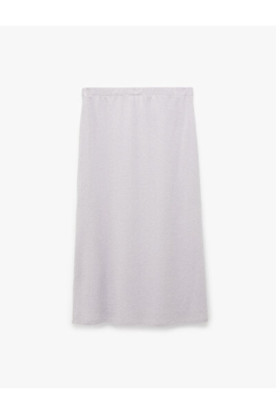 Koton Shimmering Midi A-Line Skirt with Thin Metallic Thread Detail